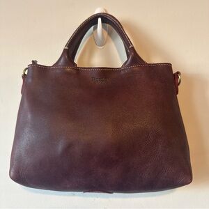 Canada Roots Elegant Burgundy Leather Satchel Crossbody Bag